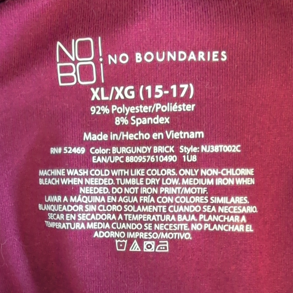 No Boundaries Burgundy V-Neck Short Sleeve Top Tee XL F207 - Picture 5 of 5